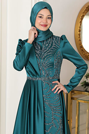 Mihrimah Tesettür Abiye Zümrüt