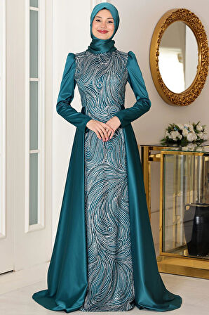 Miray Tesettür Abiye Zümrüt