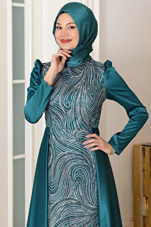 Miray Tesettür Abiye Zümrüt