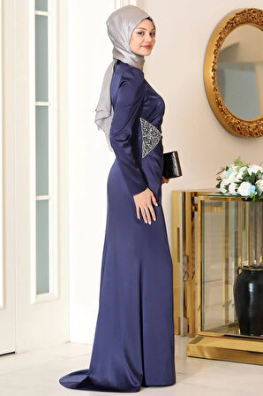 Efsun Tesettür Abiye Lacivert