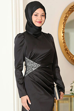 Efsun Tesettür Abiye Siyah