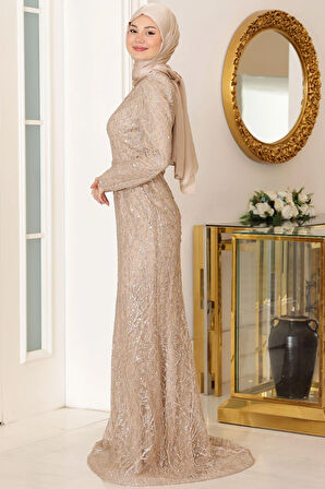 Tuana Tesettür Abiye Gold