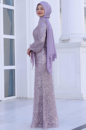 Şimal Tesettür Abiye Lavanta