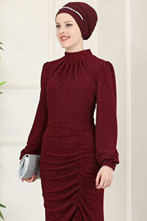 Rüya Tesettür Abiye Bordo