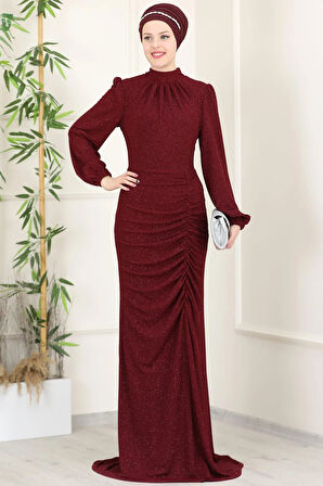 Rüya Tesettür Abiye Bordo
