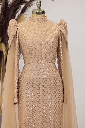 Asil Tesettür Abiye Gold