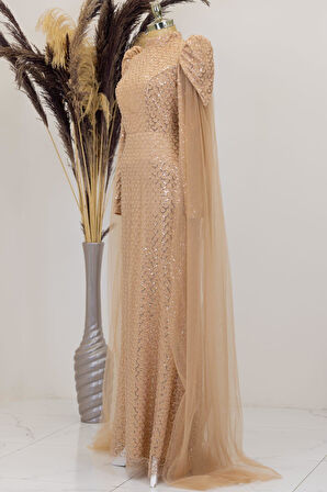 Asil Tesettür Abiye Gold