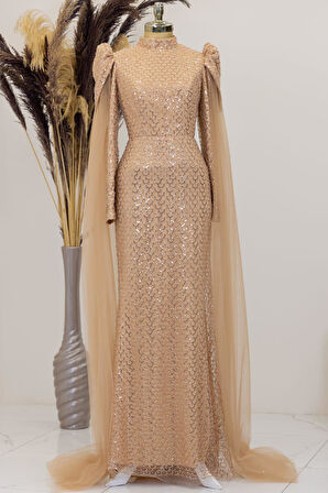 Asil Tesettür Abiye Gold