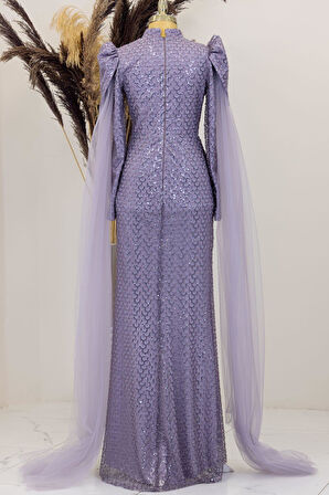 Asil Tesettür Abiye Lila