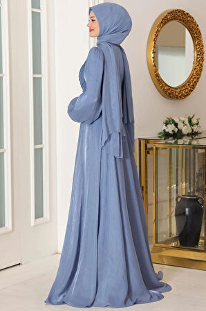 Bahar Tesettür Abiye Bebe Mavi