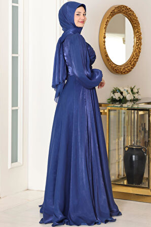 Bahar Tesettür Abiye Lacivert