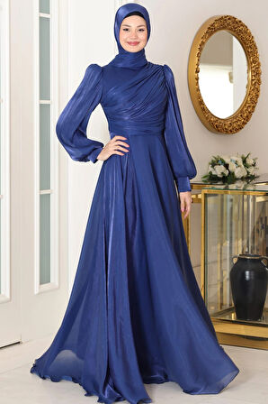 Bahar Tesettür Abiye Lacivert