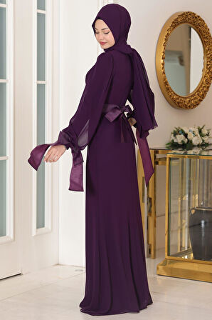 Firuze Tesettür Abiye Mor