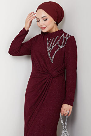 Eylül Tesettür Abiye Bordo