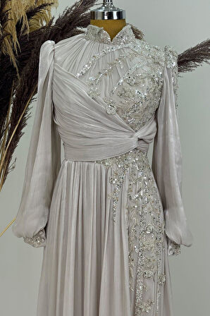 Rengin Tesettür Abiye Bej