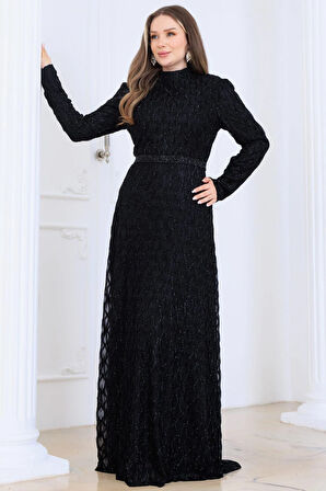 Lina Tesettür Abiye Elbise Siyah