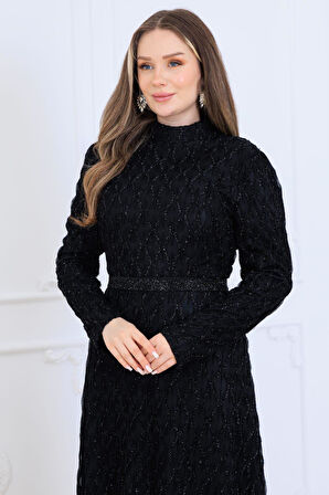 Lina Tesettür Abiye Elbise Siyah