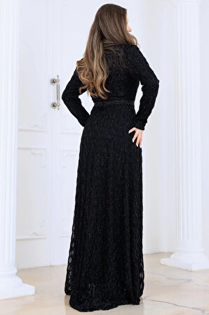 Lina Tesettür Abiye Elbise Siyah