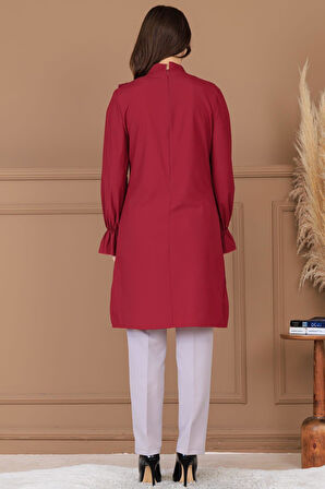 Asel Tunik Pantolon İkili Tesettür Takım Bordo