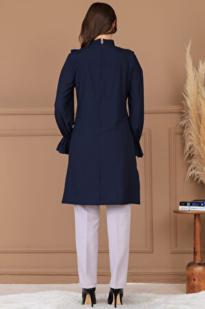 Asel Tunik Pantolon İkili Tesettür Takım Lacivert