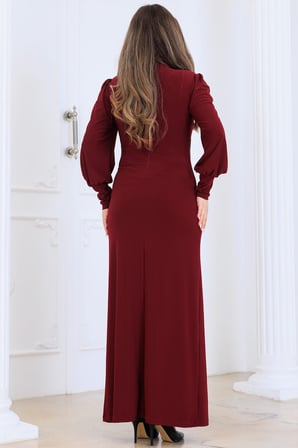Eleni Tesettür Abiye Bordo