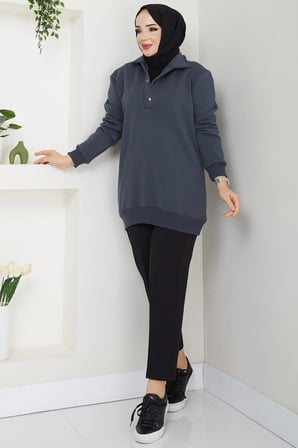 Çıkarılabilir Kapüşonlu 3 İplik Şardonlu Sweatshirt Antrasit