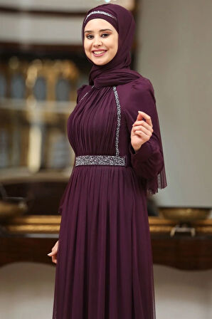 Efsane Tesettür Abiye Mor