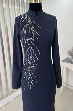 Bahar Tesettür Abiye Lacivert