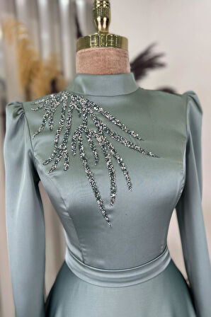 Mina Tesettür Abiye Mint