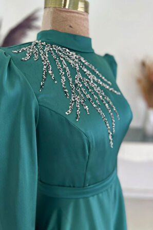 Mina Tesettür Abiye Zümrüt