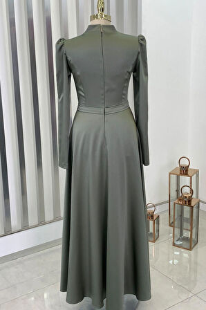 Mina Tesettür Abiye Haki