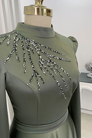 Mina Tesettür Abiye Haki