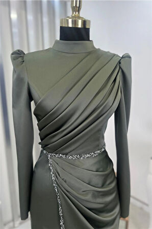 Sare Tesettür Abiye Haki