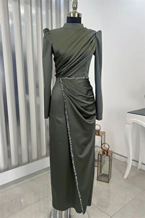 Sare Tesettür Abiye Haki