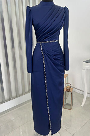 Sare Tesettür Abiye Lacivert