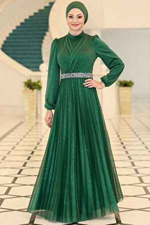 Dila Tesettür Abiye Zümrüt