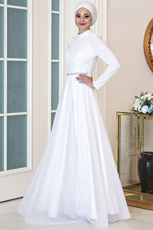 Işıl Tesettür Abiye Beyaz