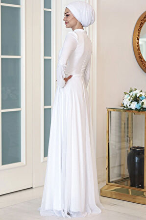 Işıl Tesettür Abiye Beyaz