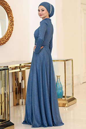 Işıl Tesettür Abiye İndigo