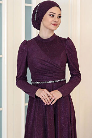 Işıl Tesettür Abiye Mor