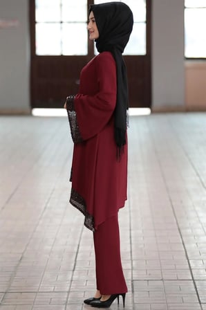 Işıl Tesettür Takım Bordo