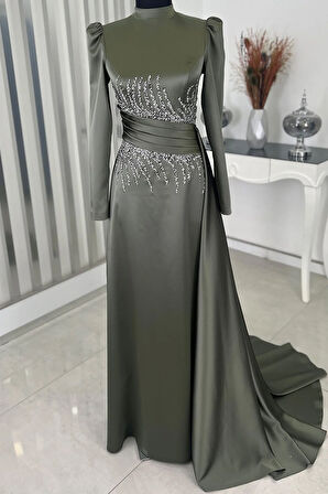 Ceyla Kuyruklu Tesettür Abiye Haki