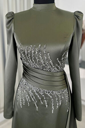 Ceyla Kuyruklu Tesettür Abiye Haki