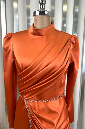 Sare Tesettür Abiye Turuncu
