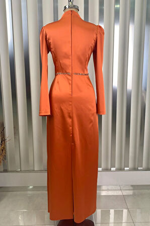 Sare Tesettür Abiye Turuncu