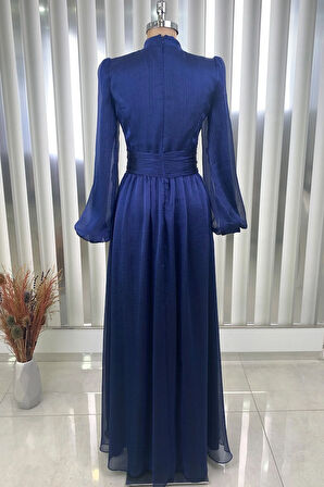 Afra Tesettür Abiye Lacivert