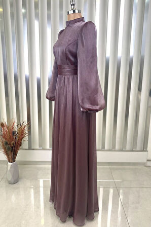 Afra Tesettür Abiye Lila