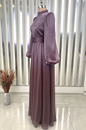 Afra Tesettür Abiye Lila