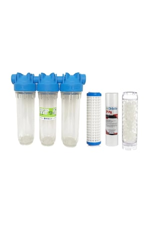 Atlas 10 Inç Dp Üçlü Trıo Housıng 3/4" Dolu Filtre Kabı - Yıkanabilir, 5 Mikron, Silifoz