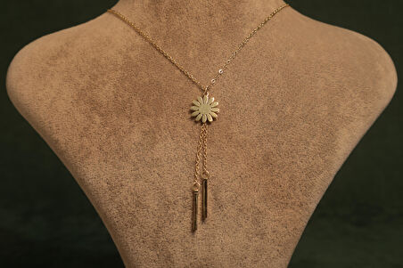 Altın Renkli Sallantılı Çelik Kolye 